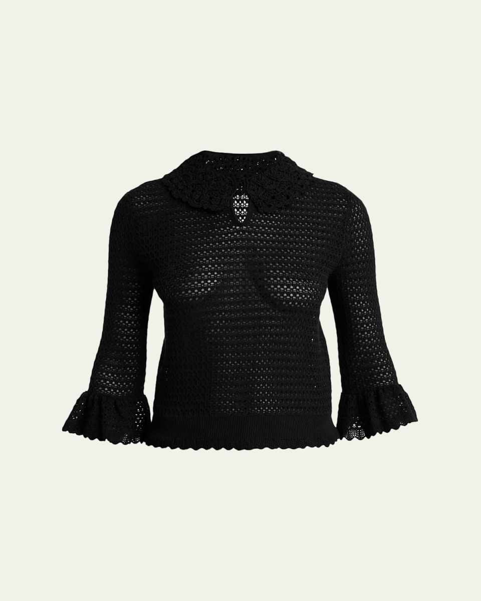 Lace Crochet Wool-Blend Blouse